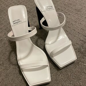 Jeffrey Campbell white patent hustler high heels